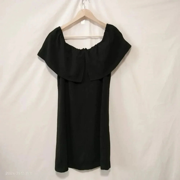 Charles Henry Size Small Black Bid Neckline Lined Short Sleeves Minimalist Dress - Picture 3 of 9